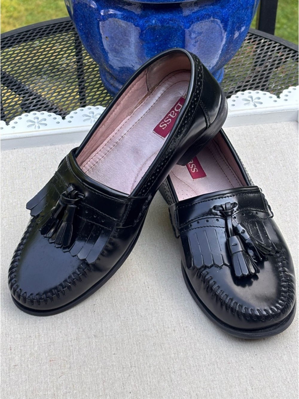 Bass Grammar Kiltie Tassel Loafer, Black Leather. Men’s Size 9.5